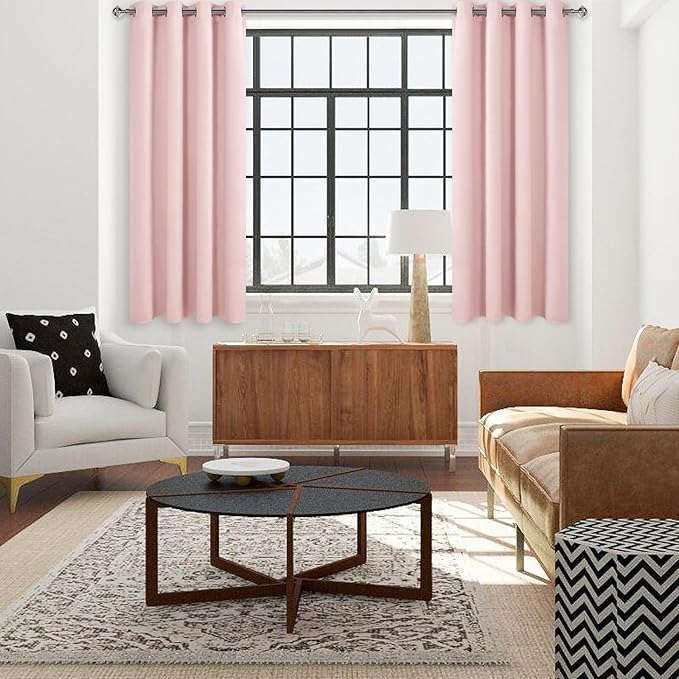 DWCN Blush Pink Blackout Curtains 63 Inch Length, Room Drakening Drapes