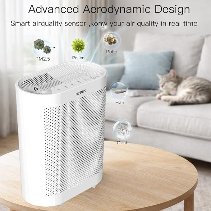 Azeus FS32 Air Purifier | True HEPA Filter | Covers Up to 1076 Sq. Ft. | Ideal