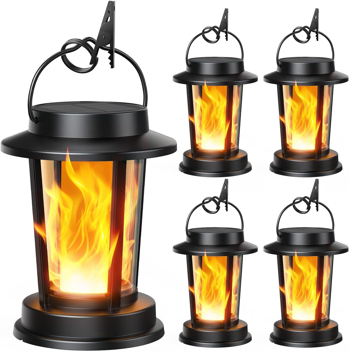 Solar Lanterns Outdoor, 4 Pack Flickering Flame Solar Lights