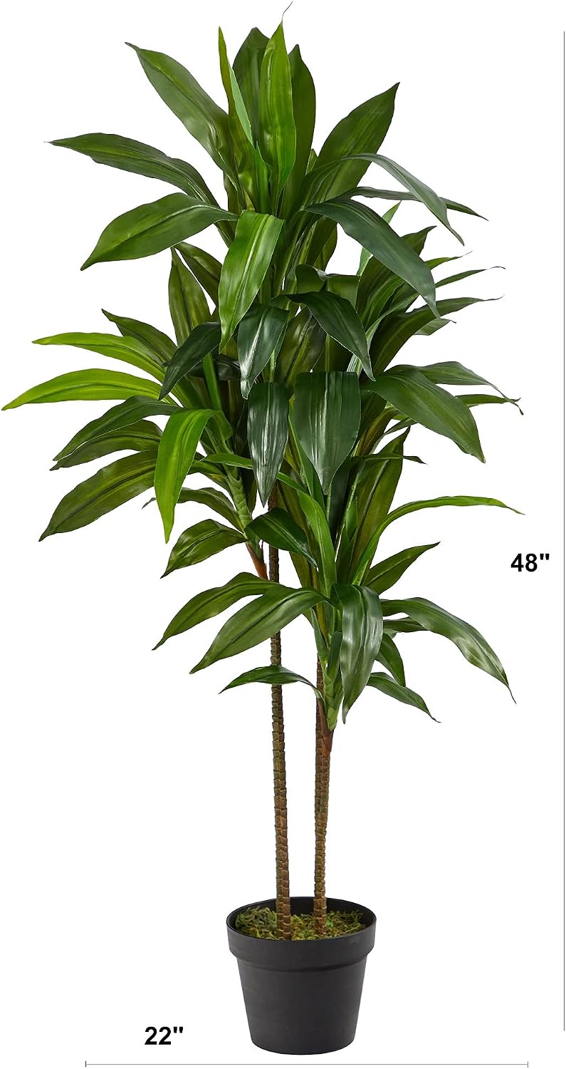Nearly Natural 48 in Artificial Dracaena Real Touch Plant with Pot