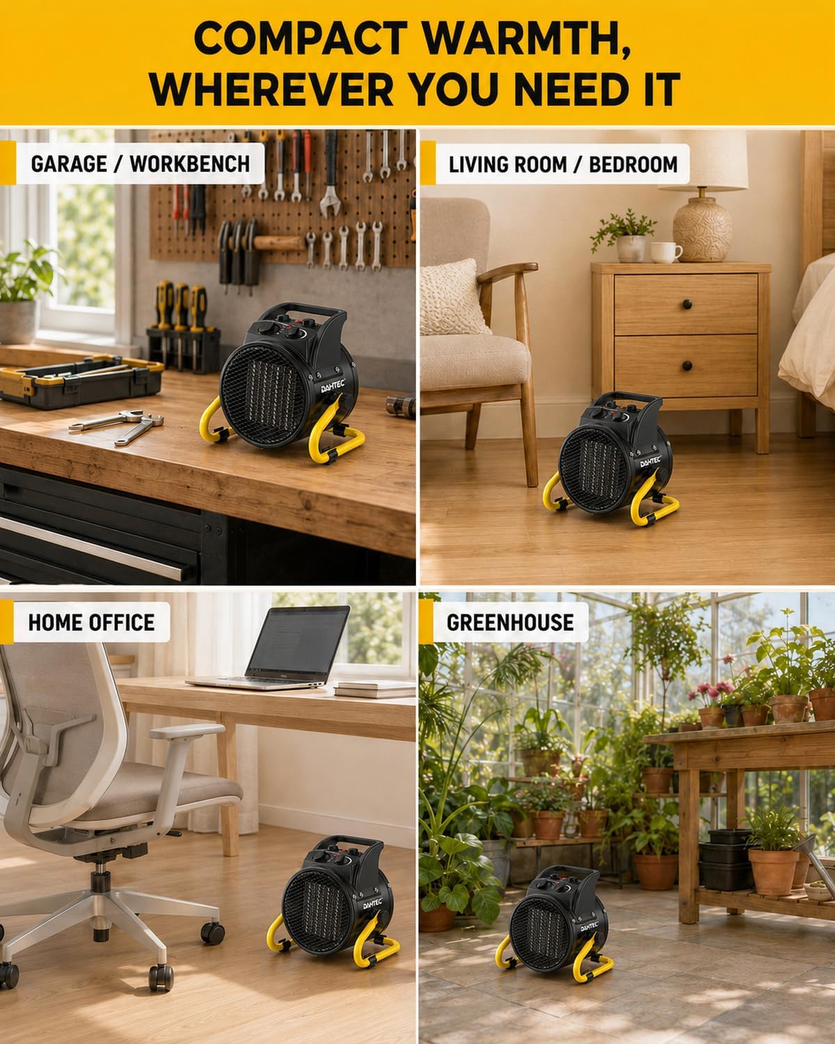 1500W Electric Space Heater for Indoor Use, Portable Ceramic Heater