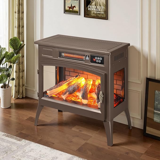 24″ Freestanding Electric Fireplace Stove
