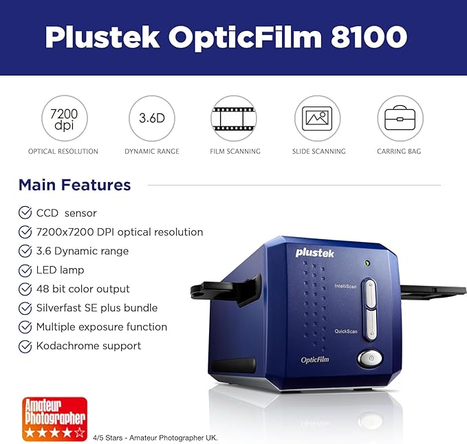 Plustek OpticFilm 8100-35mm Negative Film/Slide Scanner