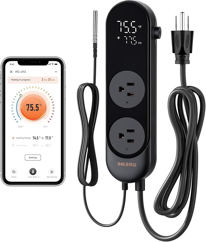 INKBIRD Bluetooth Digital Temperature Controller 1200W Heating Cooling 2-Stage