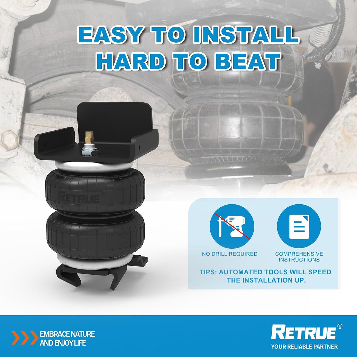 RETRUE Rear Air Bags Suspension Kit for 2019-2026 Silverado Sierra 1500