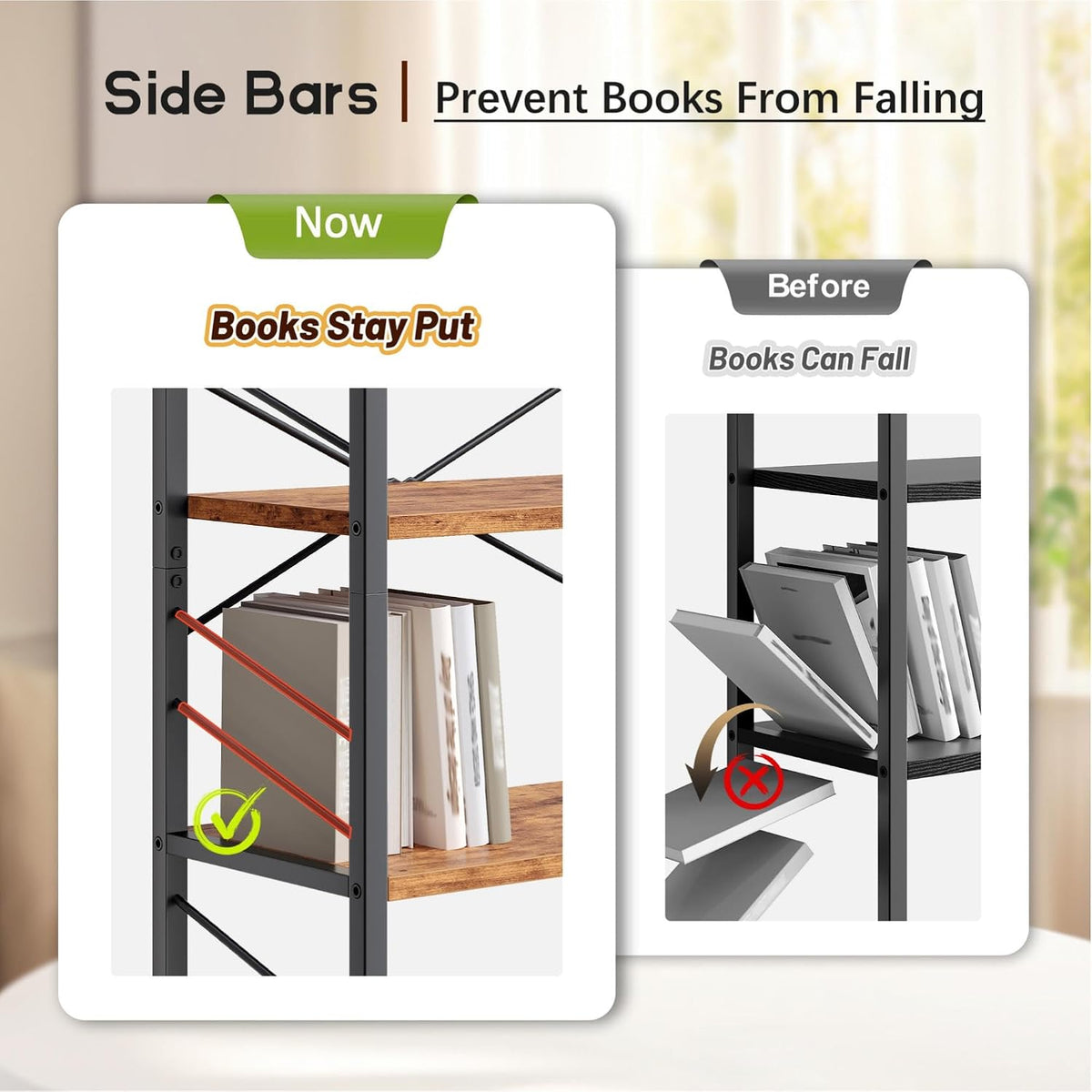 DurayLoly 2 Pieces 3 Tier Bookshelf,Bookcase with Shelves, Storage Shelf