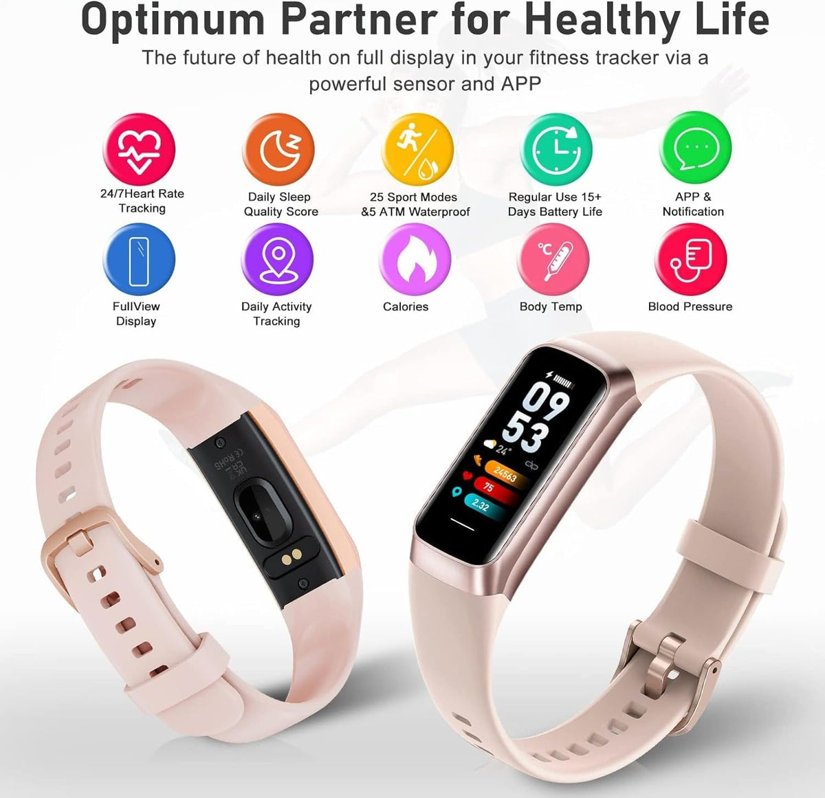 Fitness Tracker with Step Counter/Calories/Stopwatch, Activity Tracker, Healt...