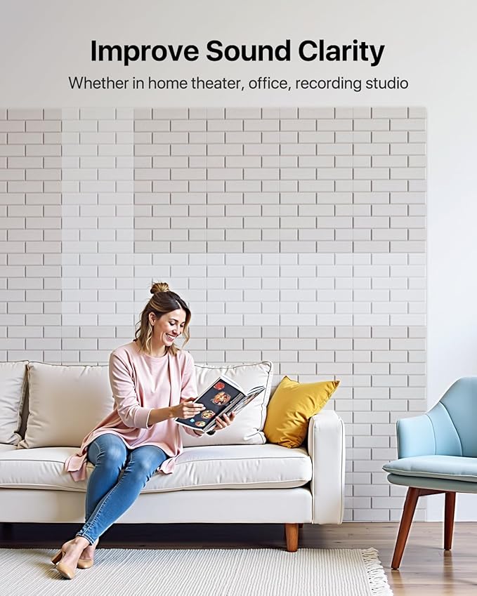 Soundsbay Acoustic Panels Self Adhesive, 12 Pack High Density Sound Proof Foam