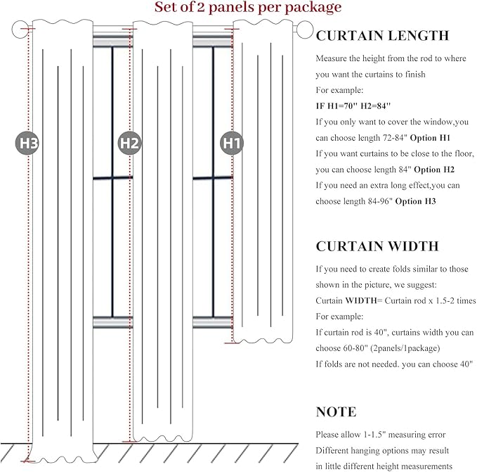 Grey Flax Extra Long Floor to Ceiling Blackout Curtains 105 Inches Long