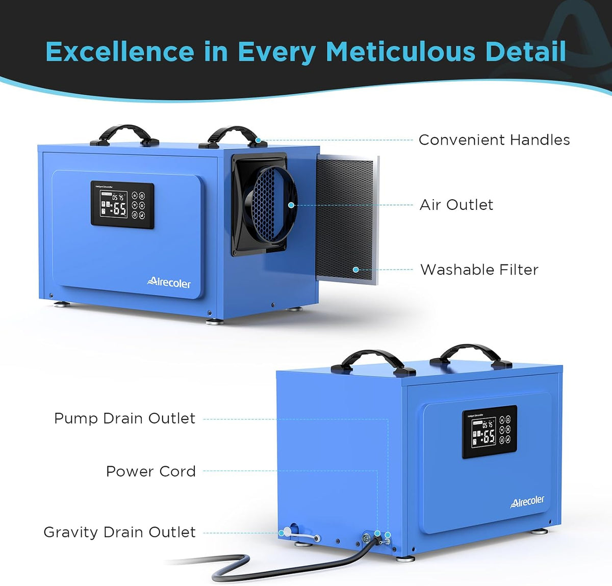 125 Pints Commercial Dehumidifier with Pump for Crawl Space