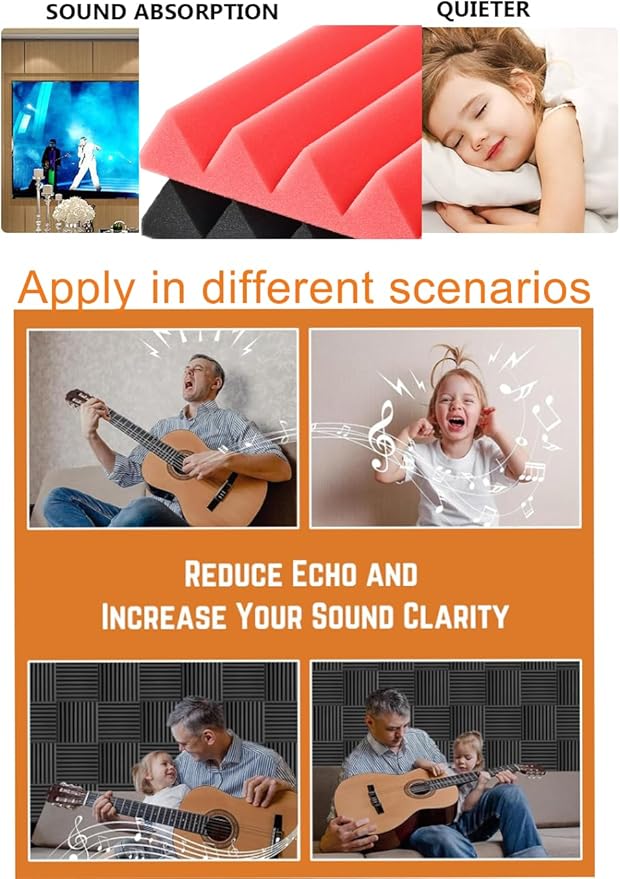 Acoustic Foams Panels 24 Pack 2" x 12"x 12" Sound Proof Foam P...