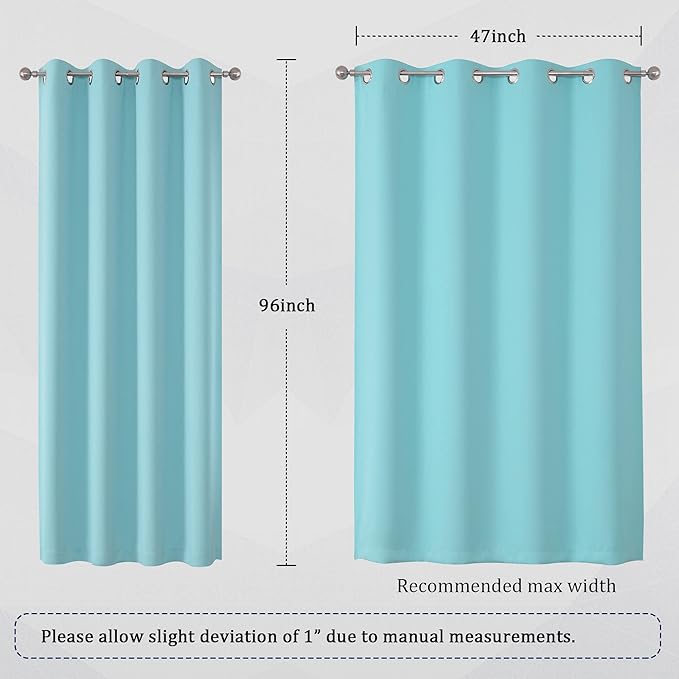 DUALIFE Aqua Curtains for Living Room Bedroom Light Blocking Window Curtains