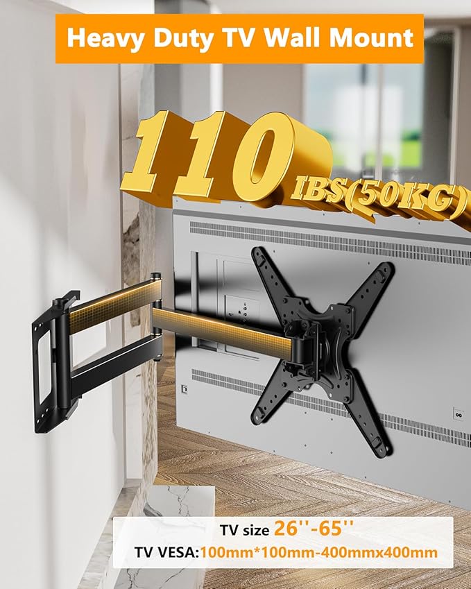 Extra Long Arm TV Wall Mount 48'' Extension, Rotating TV Wall Mount 1...