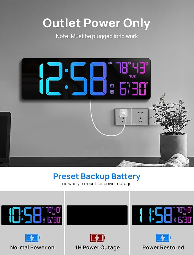 18.5" Large Digital Wall Clock