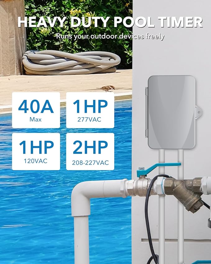 BN-LINK Pool Pump Timer, Outdoor Indoor Smart Wi-Fi Timer Box, 2HP 40A Max