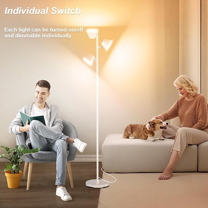 Pesken White 42W Tree Floor Lamp, Super Bright LED Standing Lamp