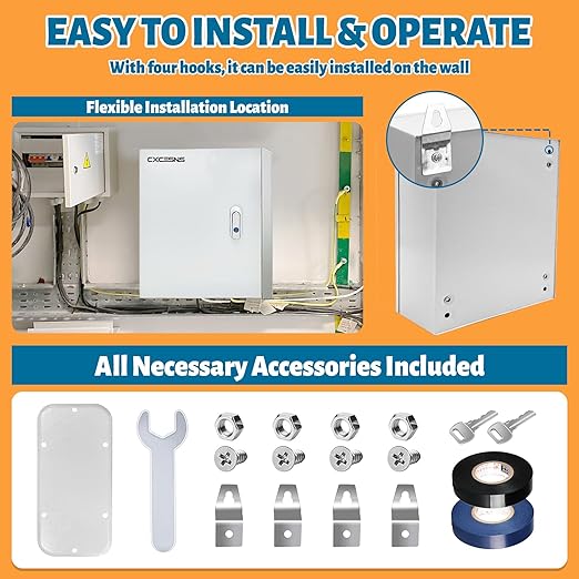 Outdoor Electrical Box 20 x 16 x 10''D NEMA 4X Enclosure Steel Box, W...