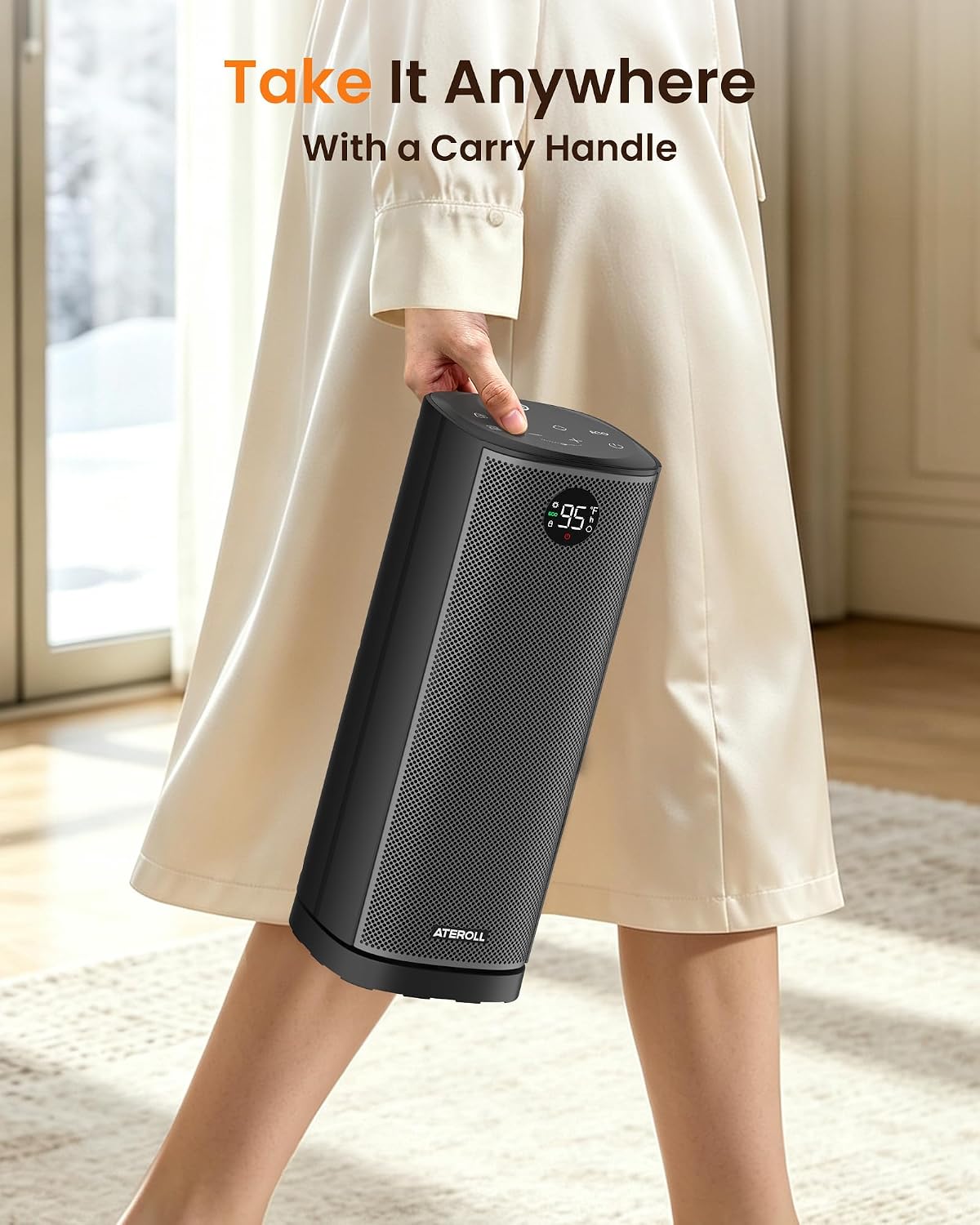 Space Heater with 75° Oscillation Electric Heater for Indoor Use Large Room