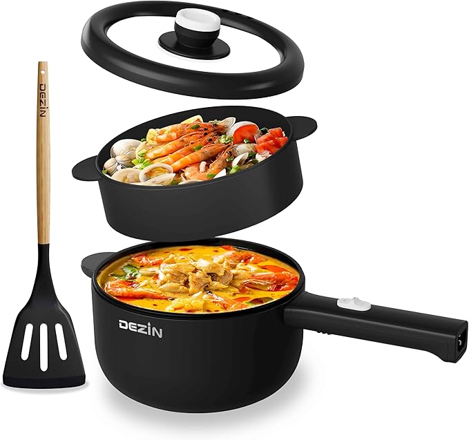 Dezin Electric Cooker, 2L Non-Stick Sauté Pan, Rapid Noodles Cooker, Mini Pot