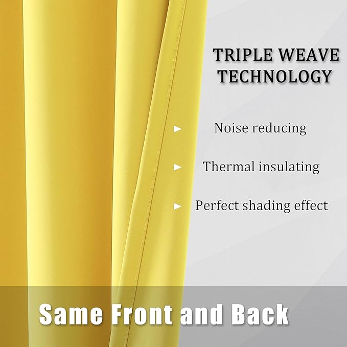 DUALIFE 120 Inch Length Extra Long Yellow Illuminating Blackout Curtain