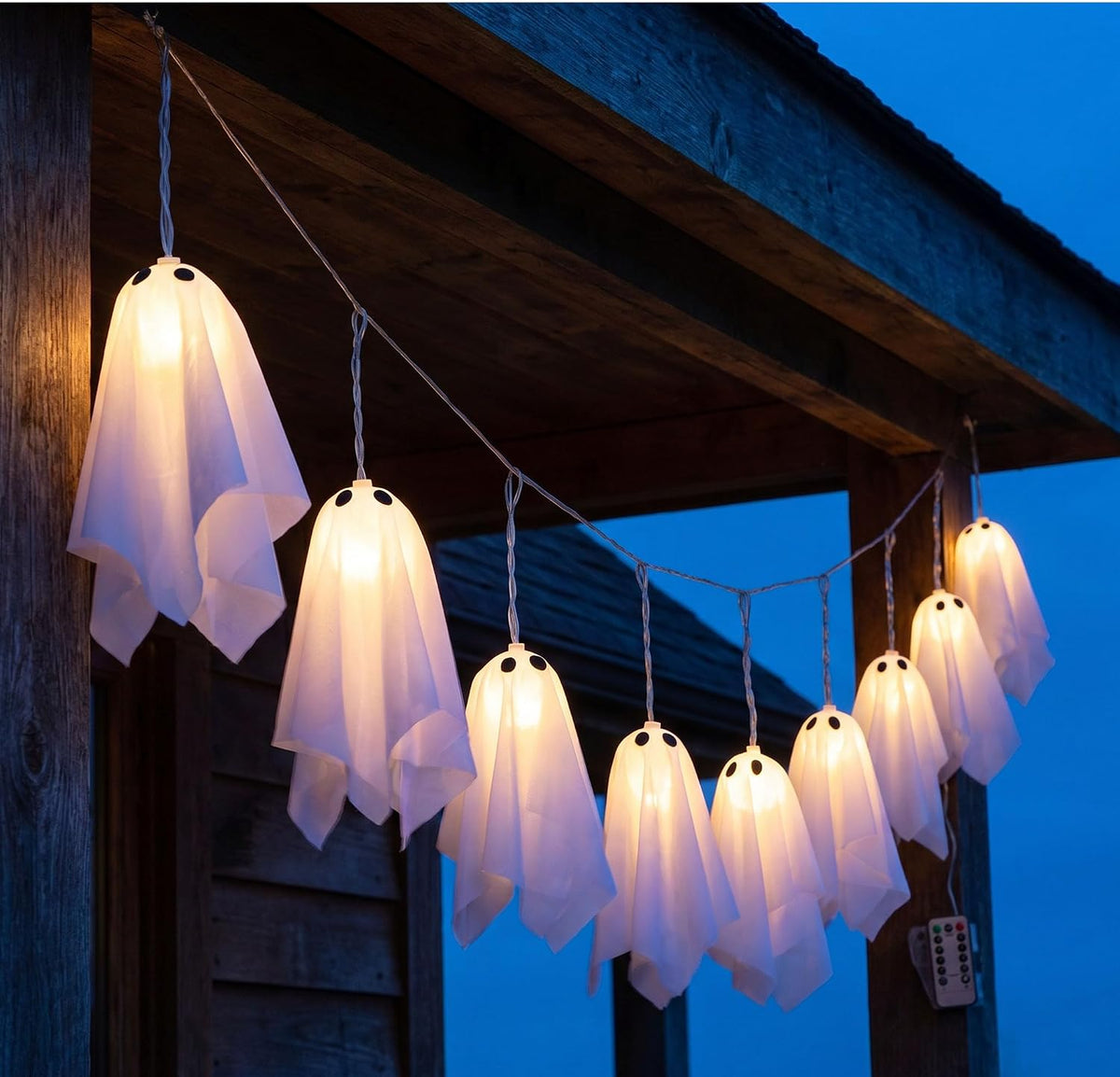 10 Ghost Light Up Hanging Ornaments, Halloween Glowing Decorations