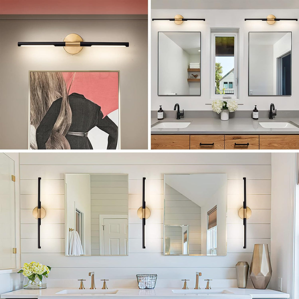 Modern Bathroom Light Fixtures Over Mirror 24 Inch, 18W 360° Rotatable Dimmab...