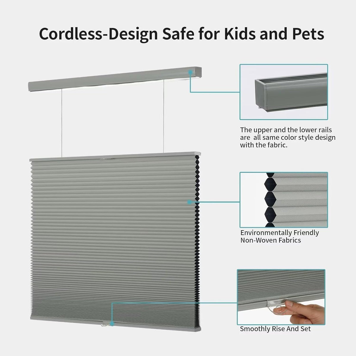Top Down Bottom Up（TDBU） Cellular Shades, 1.5 inch Cordless Blackout Honeycom...