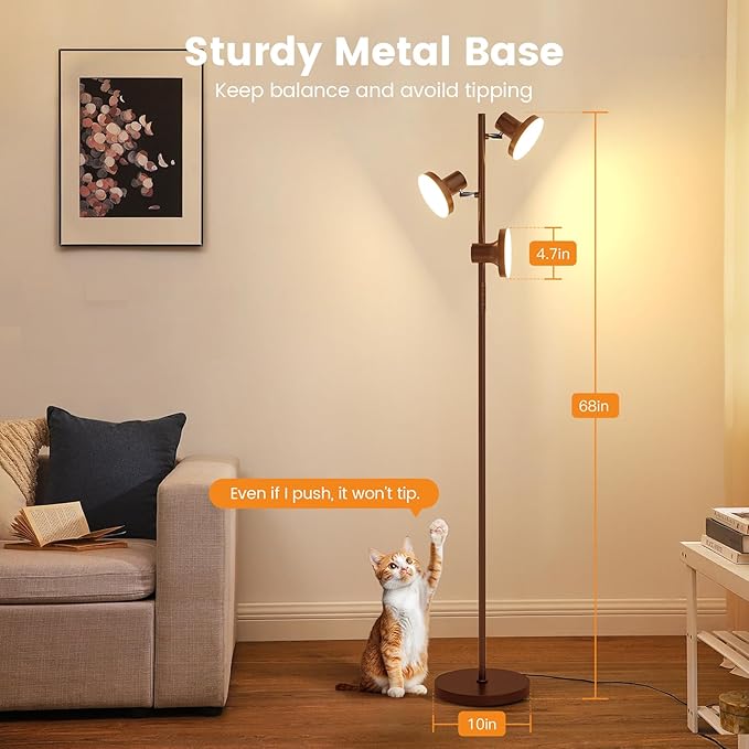 SIBRILLE 36W LED Tree Floor Lamp, Modern Dimmable Standing Lamp