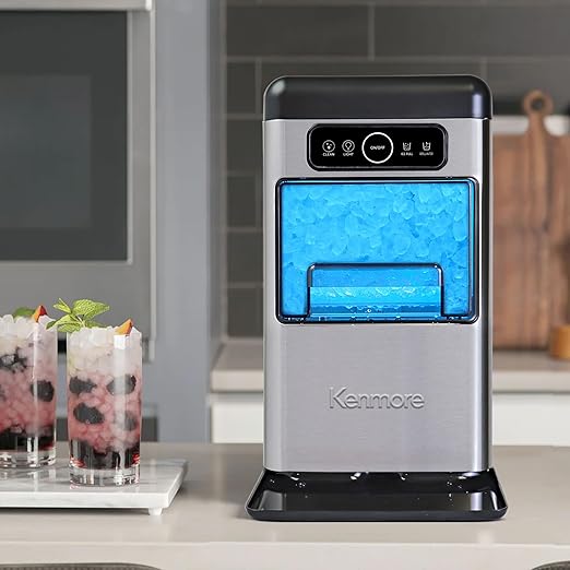 Kenmore Countertop Ice Maker Nugget Machine – Portable Self-Cleaning Máquina de