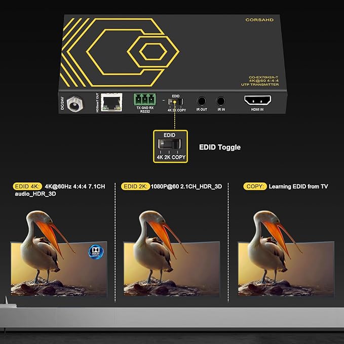 HDMI Extender Over Ethernet 4k 60HZ Uncompressed 18G/BPS Over Single Cat5/6 up