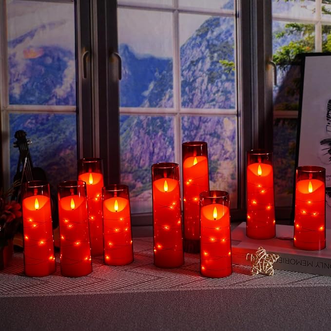 Flameless Candles with Embedded Star String, Battery Operated LED Pillar (Set...