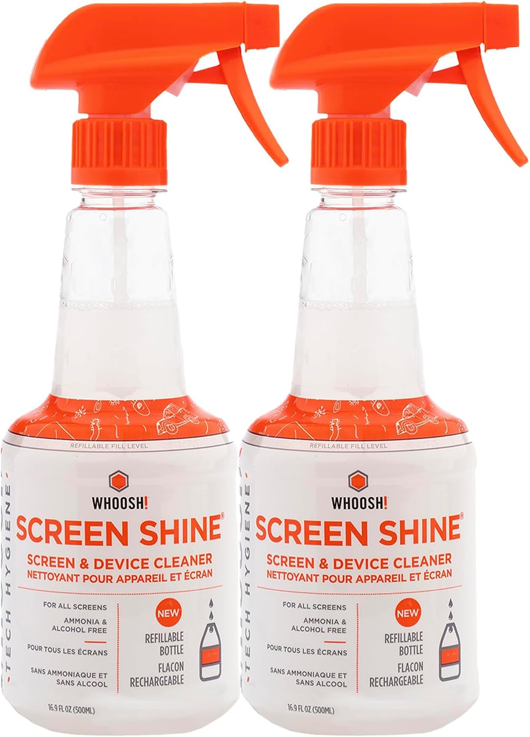 WHOOSH! Pro 16.9 fl oz Refillable TV Screen Cleaner & Microfiber Cloth (S...