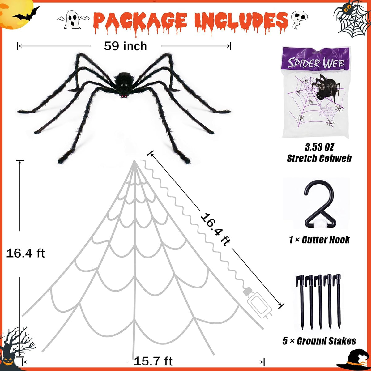 Halloween Spider Web Decoration 250 LED Outdoor Halloween Decorations
