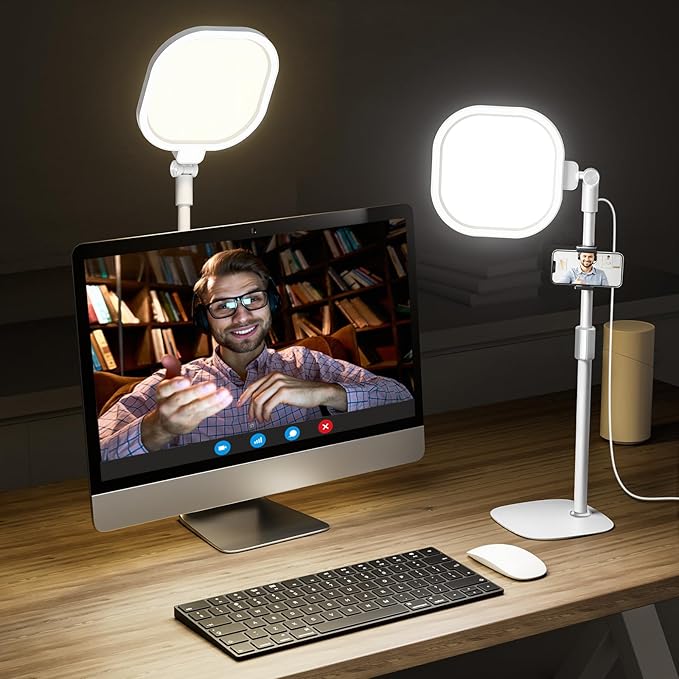 Lighting for Video Calls, 30 Light Modes Video Conference Light, Desk Ring Light