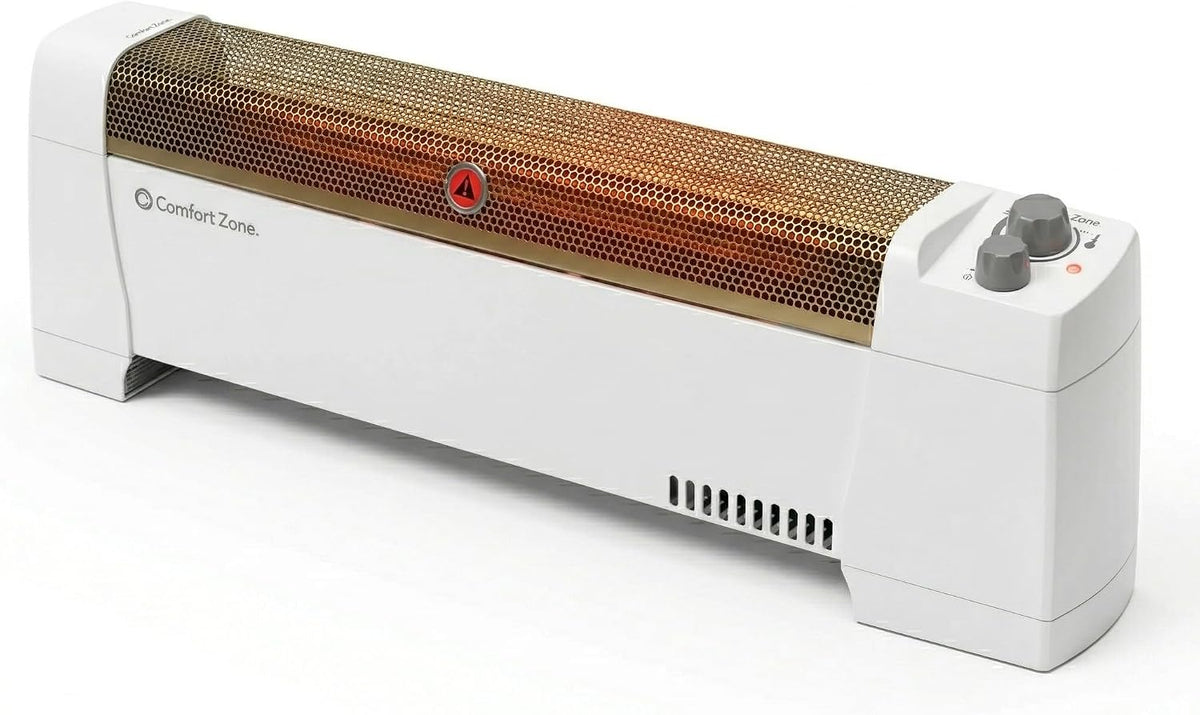 Comfort Zone Electric Baseboard Space Heater with Adjustable Thermostat, Dent...