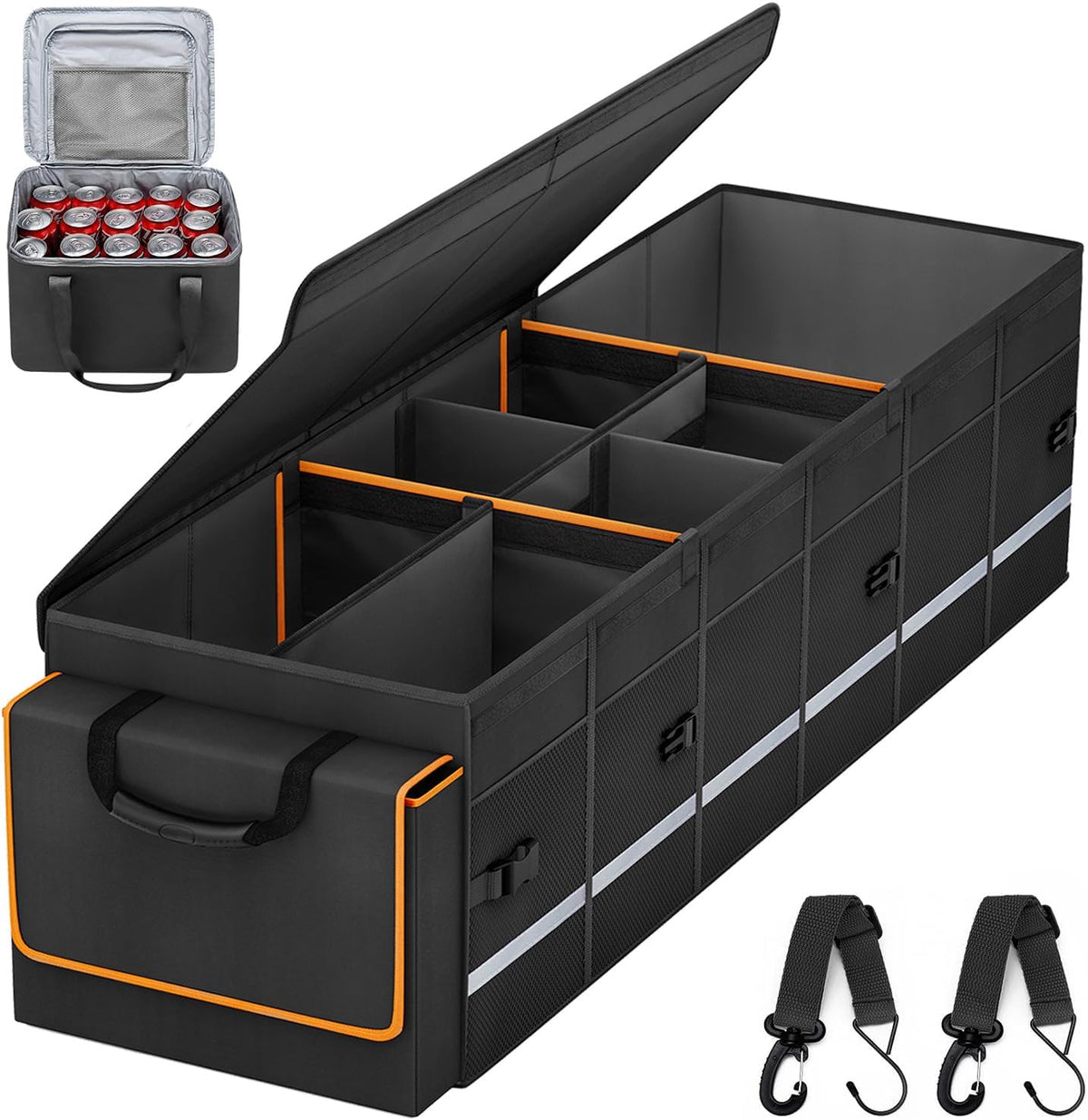 Car Trunk Organizer and Storage with Lid & Removable Leakproof Cooler Bag...
