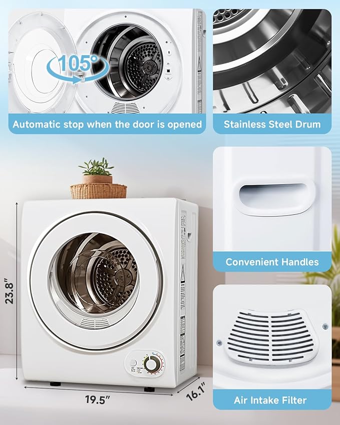 110V Portable Dryer – 850W Compact Clothes Dryer