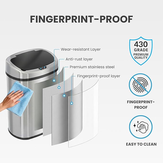 iTouchless 13 Gallon Oval Sensor Trash Can