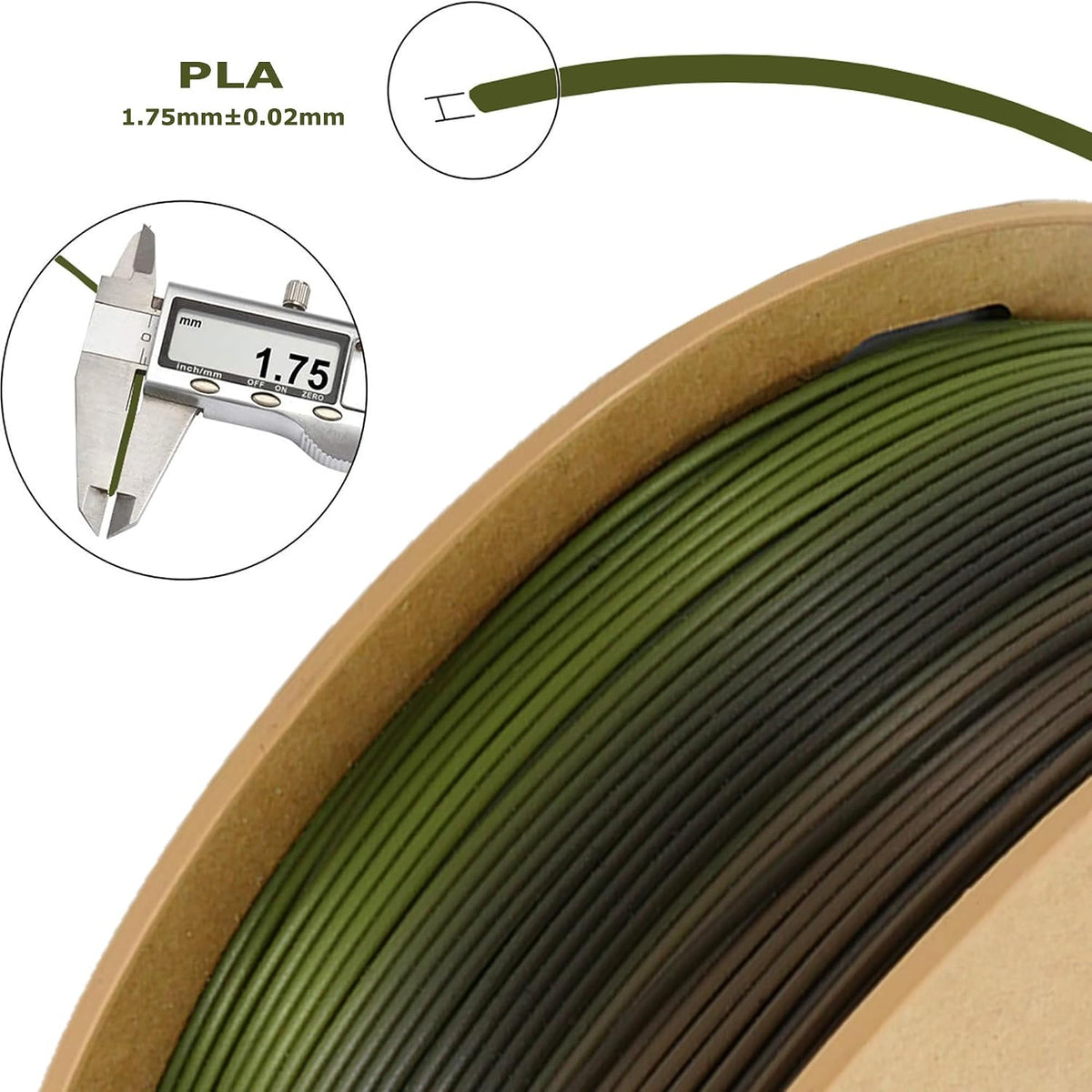 PLA Forest/Jungle/Military Rainbow Gradient Multicolor Filament