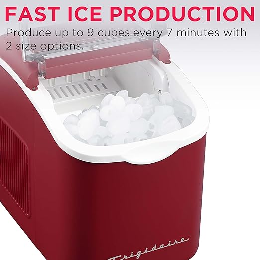 FRIGIDAIRE Retro Compact Ice Maker Machine, Bullet Ice, 26 lb per Day