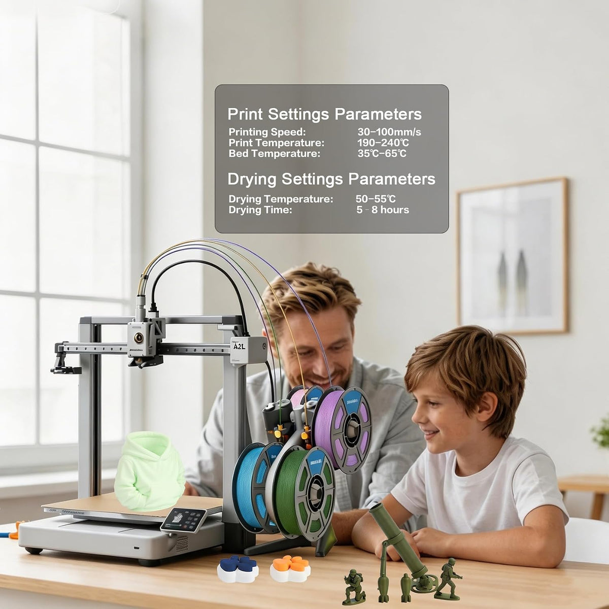 iSANMATE Matte PLA Filament 1.75mm Bundle 4kg for FDM 3D Printing