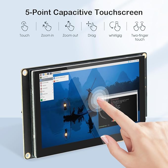 ELECROW 5 Inch Mini Touchscreen Monitor, TN Capacitive 5-Point Touch Screen