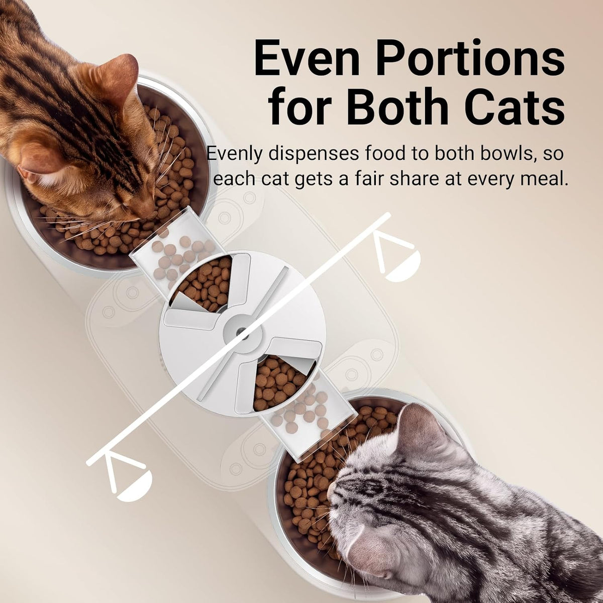 DownyPaws Automatic Cat Feeder 2 Cats, Rechargeable Timed Food Dispenser WH