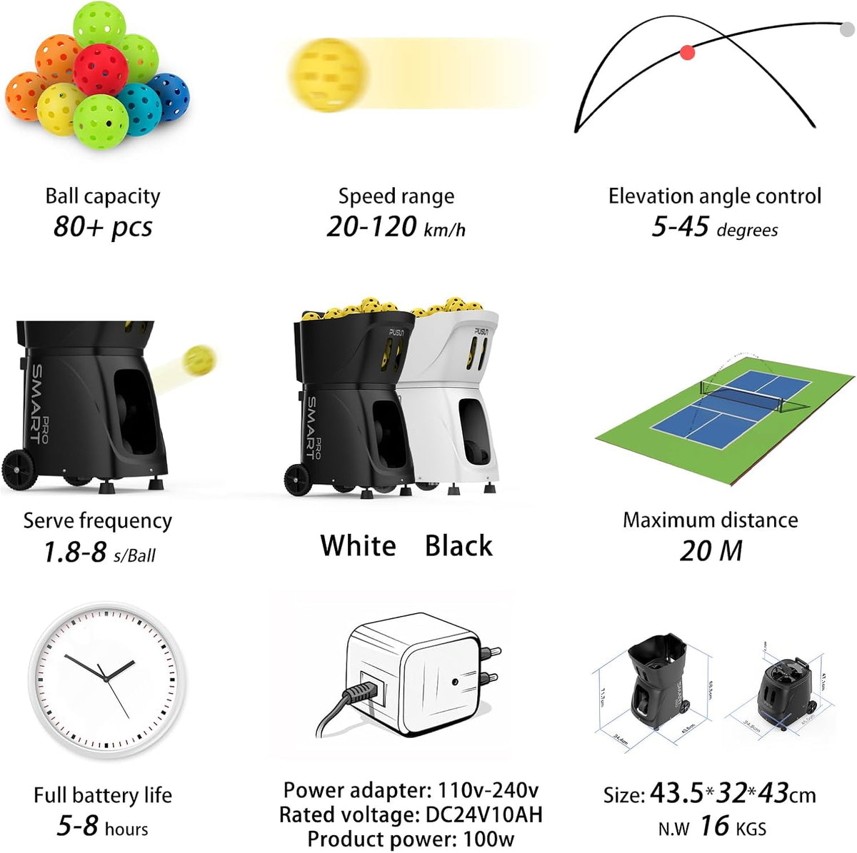 PP SMART PRO Pickleball Machine, Professional Automatic Ball Launcher with Ap...