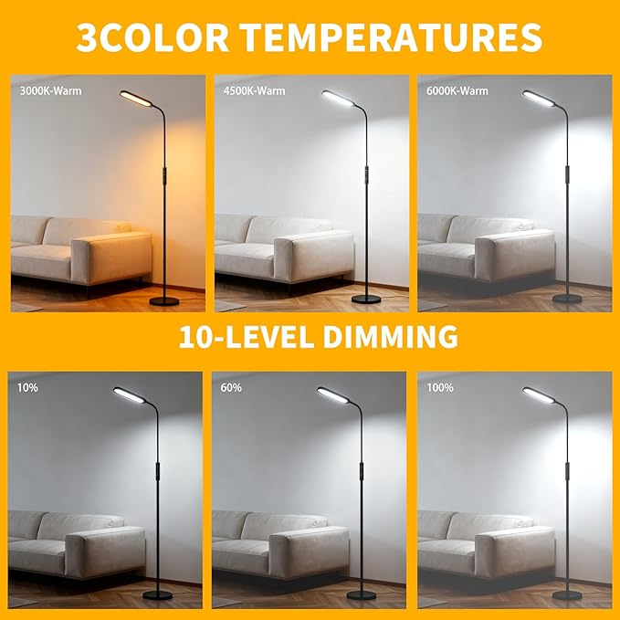 CeSunlight CRI95+ Floor Lamps for Living Room, 18W 3000LM Standing Lamp