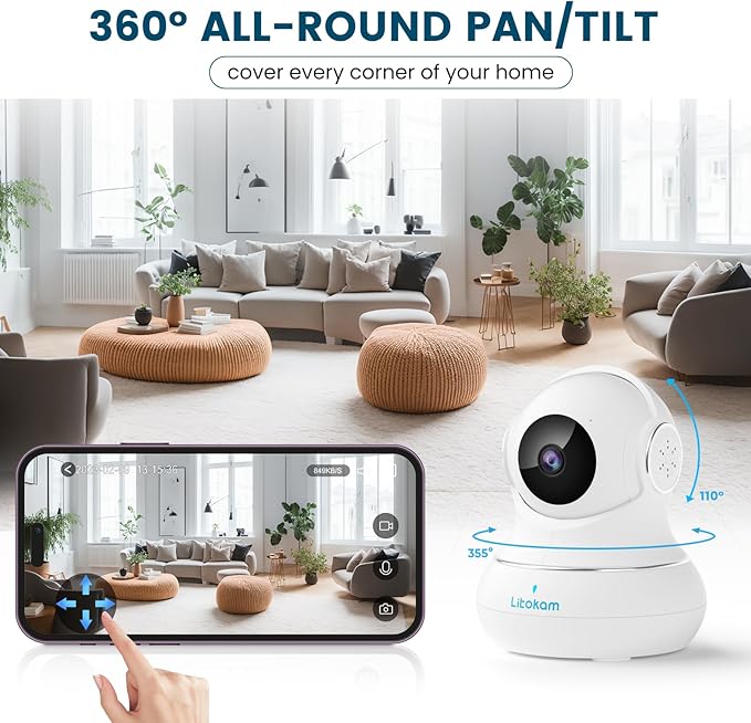 litokam 5MP Indoor Security Camera, 5G/2.4G WiFi Home Security Cameras