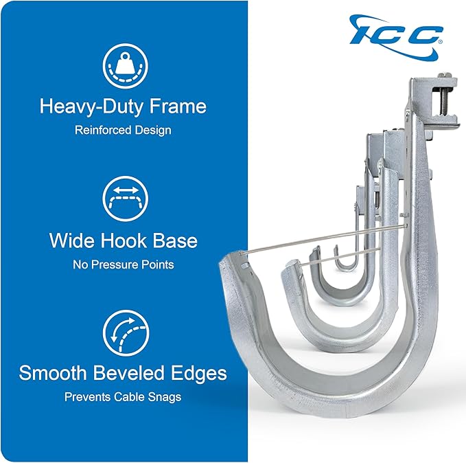 ICC Beam Clamp J Hook 4” with Retainer Clip (25 Pack)