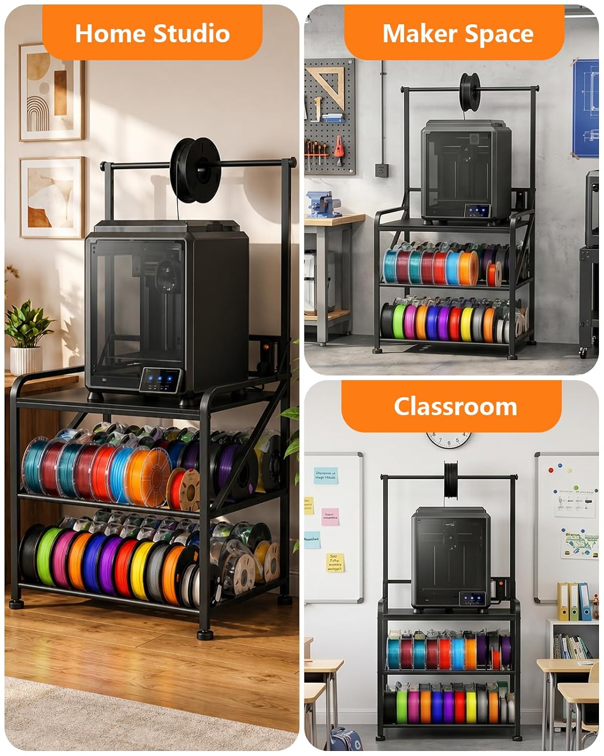 AHOWPD 3D Printer Stand with Filament Storage, Sturdy Heavy Duty Workbench