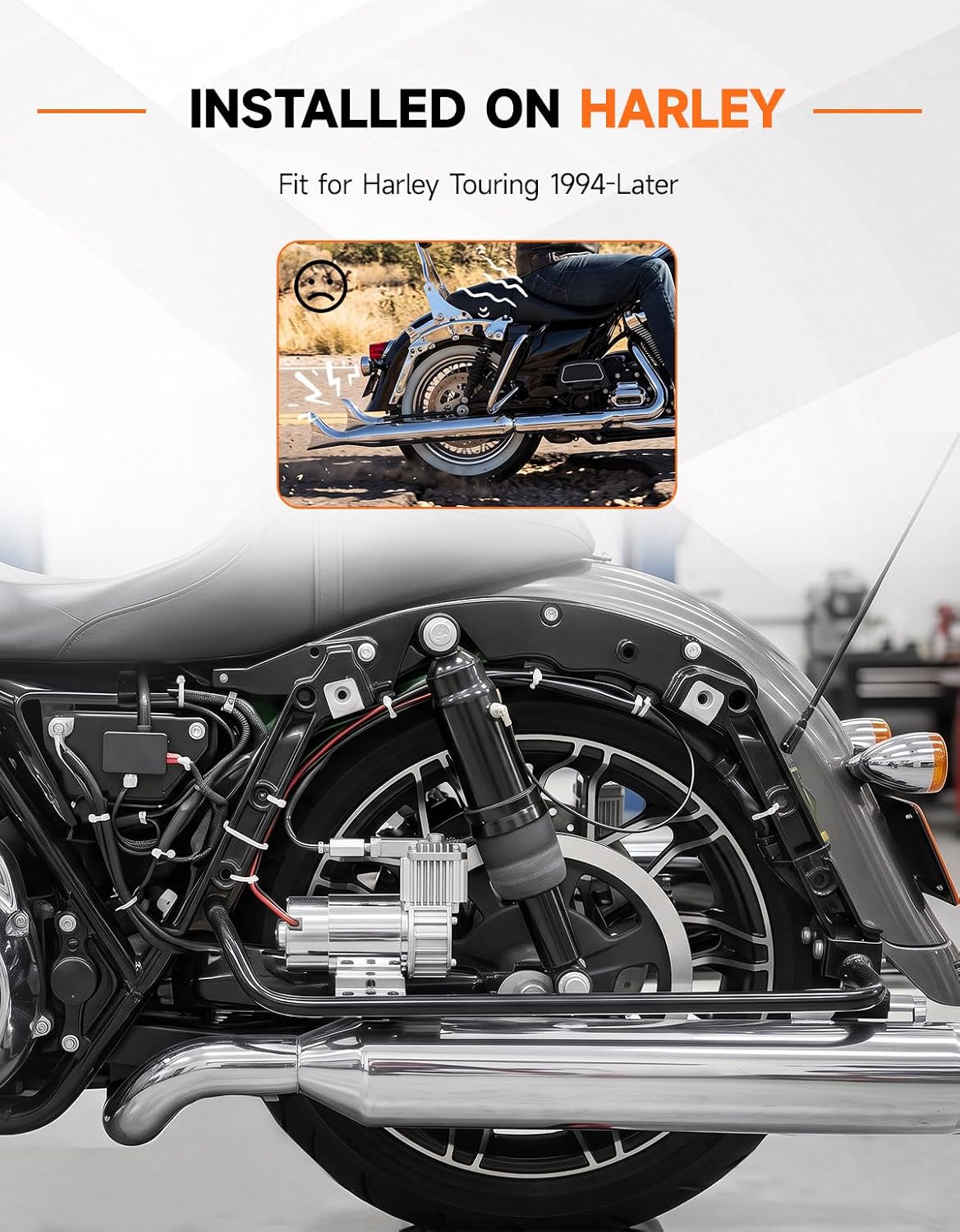 TCT-MOTORPARTS Rear Air Ride Suspension Kit Fit for Harley Touring 1994-25