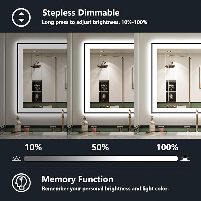YEELAIT 28x32 Inch LED Bathroom Mirror